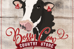 Custom logo by GCD on sign - Bossy Cow