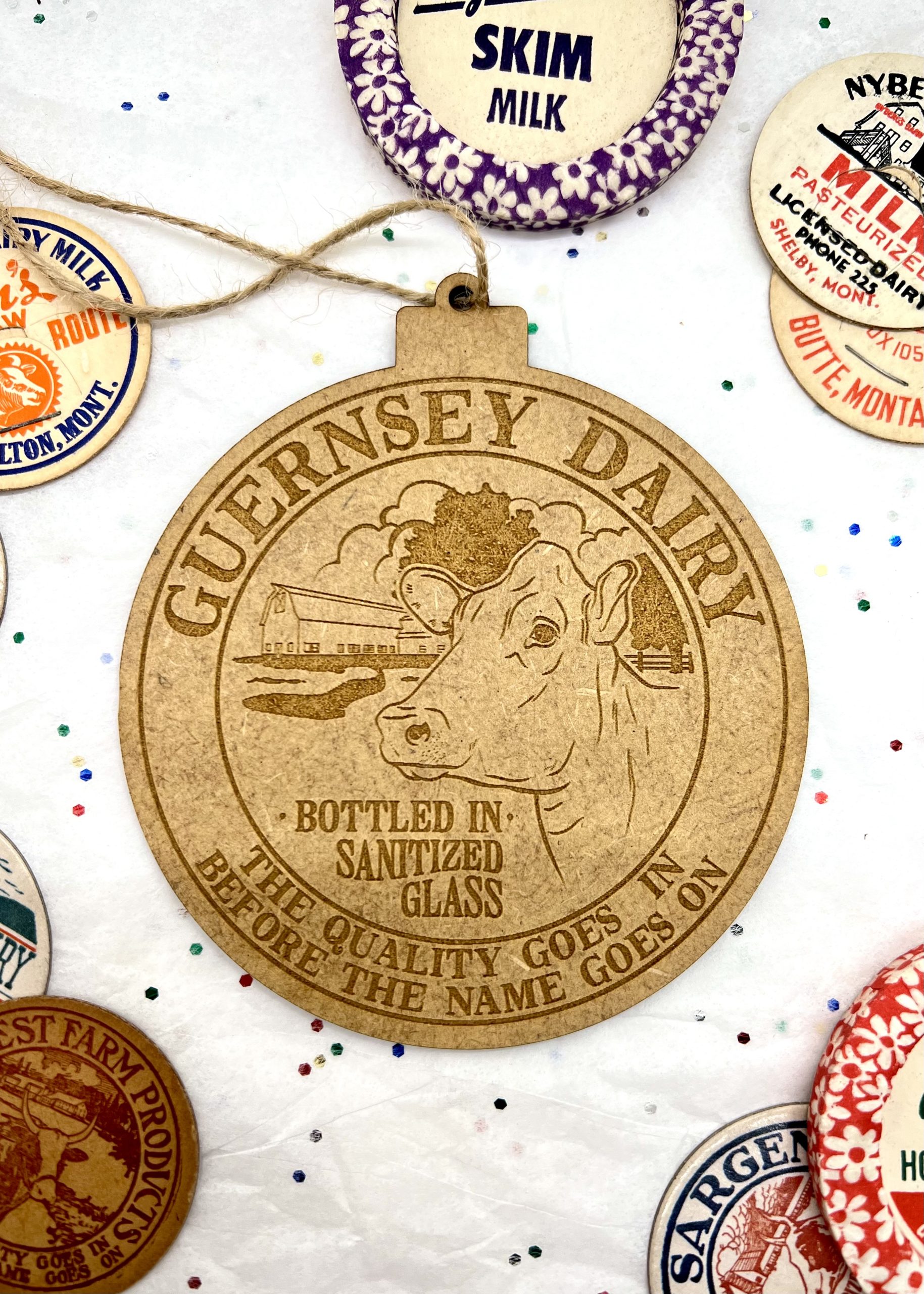 Dairy Breed Milk Bottle Cap Ornament