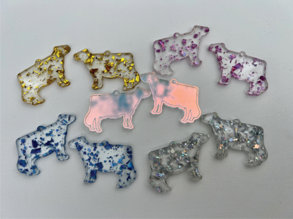 Acrylic Sparkle Cow Earrings - Image 2