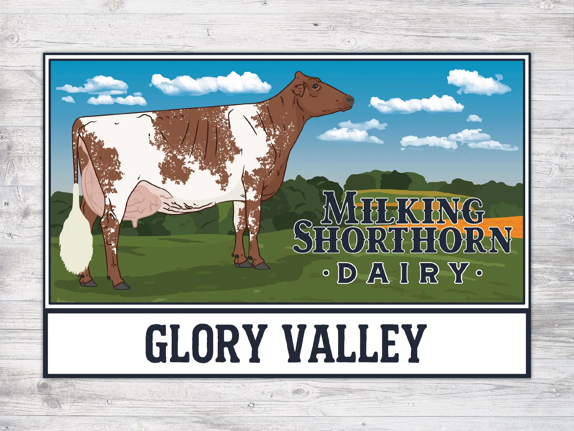 grand champion designs_blue ribbon milking shorthorn sign